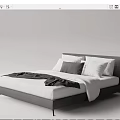 Modern Double Bed Design With Gray Frame White Bedding Pillows And Blanket 3d model