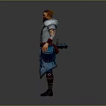 Male Warrior Character With Blue Butterfly Creature And Blue Robe Outfit