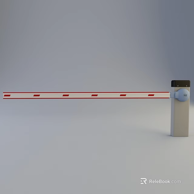 Public Facility Red And White Striped Barrier Gate With Metal Pole And Control Unit 3d model