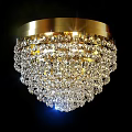 Elegant Crystal Ceiling Light with Golden Frame and Sparkling Pendants 3d model