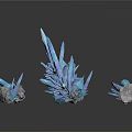 Blue Crystal Clusters With Gray Stone Bases In Various Sizes For Home Decor