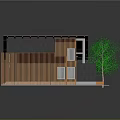 Modern House Architectural Design With Orange Roof Gray Walls Large Windows And Green Plants
