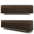 Modern Brown Dresser With Textured Panel And Gold Metal Legs Design