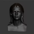 Detailed 3D Head Model With Brown Hair And Visible Facial Organs