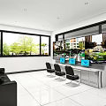 Modern Monitoring Room Interior With Multiple Screens Comfortable Sofa And Large Windows
