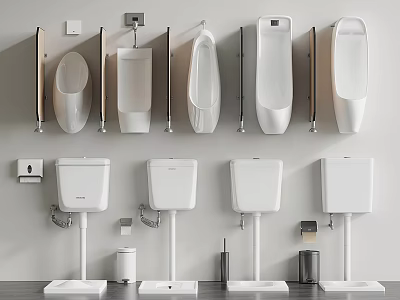 Various Modern Ceramic Urinals Wall Mounted and Floor Standing Bathroom Fixtures 3d model