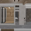 Modern SPA Sauna Room with Massage Tables Stone Walls and Wooden Panels