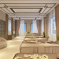 Luxurious SPA Sauna Interior With Massage Beds Flower Petals And Decorative Wall