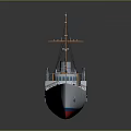 Vintage White Orange Red Cruise Ship With Deck Mast And Chimney Design