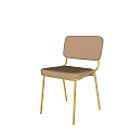 Modern Elegant Single Chair With Beige Upholstered Seat And Golden Metal Legs