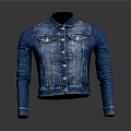 Stylish Blue Denim Jacket with Classic Collar Button Front and Long Sleeves 3d model