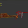 Vintage Gun With Red Wooden Stock And Silver Metal Body Design