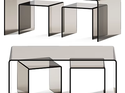 Modern Coffee Table Design With Glass Top And Geometric Black Metal Frame For Minimalist Living Room 3d model