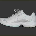 White Lace Up Sneakers with Light Blue and Mint Green Accents Modern Casual Athletic Style