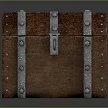 Antique Wooden Chest With Metal Straps And Decorative Buckle Details