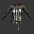 Stylish Striped Long Sleeve Top With Belt And Collar Detail For Daily Use