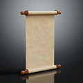 Scroll Decorative Display Piece With Cream Colored Paper Brown Wooden Ends And Dark Background