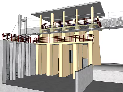 Modern Exterior Architectural Structure With Columns Balcony Staircase And Open Design 3d model