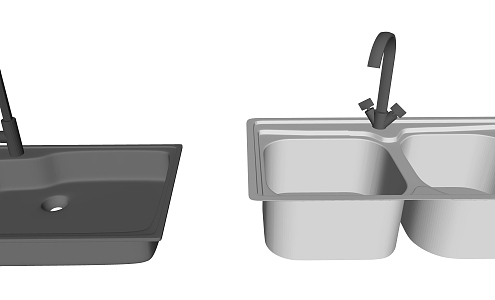 Modern dish washing basin stainless steel sink 3d model