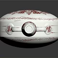 Decorative Ceramic Vase With White Body Red Floral Patterns And Two Handles