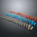 Carved Wood and Stone Decorative Ornaments with Various Colors Different Shapes Arranged as Symbols