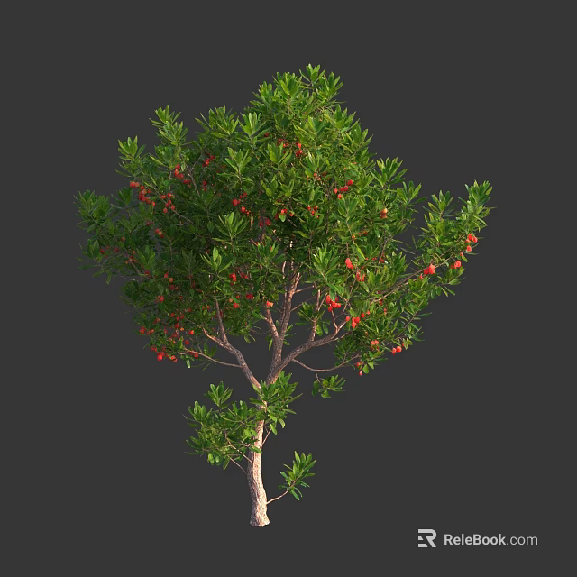 Lush Arbor With Green Leaves And Vibrant Red Berries In Natural Environment 3d model 