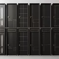 Modern Black Hinged Doors With Various Glass Panels And Decorative Patterns 3d model
