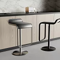 Modern Stylish Bar Stools With Metal Base Leather Seat For Kitchen Counter