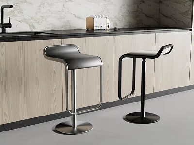 Modern Stylish Bar Stools With Metal Base Leather Seat For Kitchen Counter 3d model