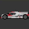 Audi Silver Red Racing Car With Aerodynamic Design And Rear Wing