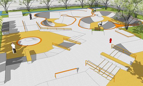 Modern Park Sports Park Landscape Street Skateboard Park Roller Skating Square 3d model