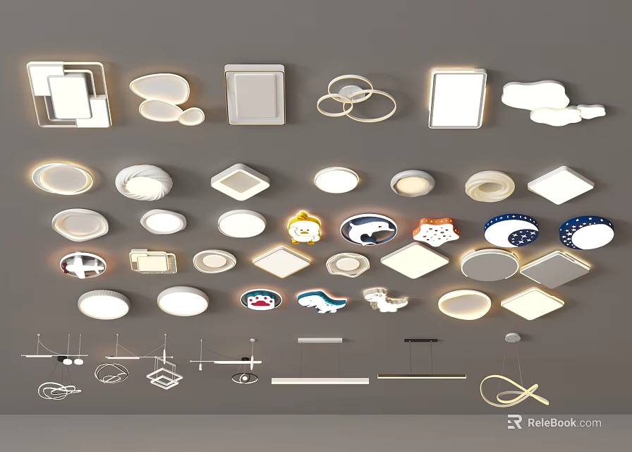 Stylish Ceiling Lights With Diverse Shapes And Modern Designs For Home Decor 3d model 