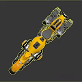 Yellow Motorcycle Modern Futuristic Design With Red Engine Black Seat Exhaust Pipes Headlight And Tires