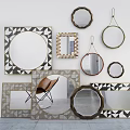 Decorative Interior Wall Mirrors With Various Shapes And Geometric Frame Designs 3d model