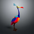 Vibrant Artistic Bird With Colorful Feathers Long Beak And Crest On Gray Background