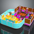 Commercial Equipment For Kids Interactive Play Area With Colorful Seats Speakers And Patterned Floor