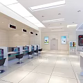 Spacious Modern Service Hall Interior With Bright Skylight Marble Floor And Green Plants