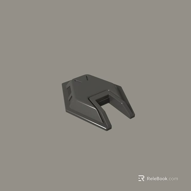 Black Industrial Mechanical Component With Angular Design And Grooved Surface 3d model