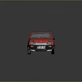 Classic Red Hatchback Car With Black Lower Body And Silver Wheels Transparent Windows