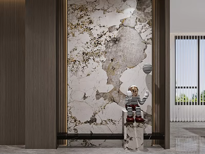 Modern Foyer Hallway With Artistic Wall And Decor 3d model