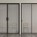 Modern Interior Sliding Doors With Black Frames And Vertical Striped Glass 3d model