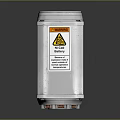 Cylindrical Electronic Device With Metal Casing Multiple Ports And Warning Label