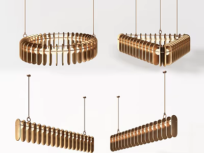 Modern Brass Hanging Pendant Lights With Circular And Rectangular Sleek Design For Interior Decor 3d model