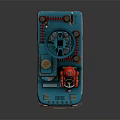 Vintage Blue Toy Car With Red Robot On Driver Seat Mechanical Details And Retro Design