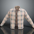 Classic Beige Plaid Overshirt With Collared Neckline And Long Sleeves