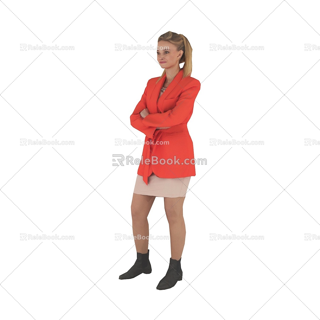 Standing foreign woman in spring-summer costume 3d model