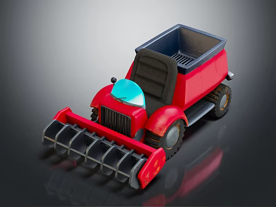 Red Snow Plow Truck Toy With Front Plow Black Wheels And Open Bed 3d model