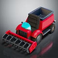 Red Snow Plow Truck Toy With Front Plow Black Wheels And Open Bed