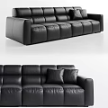 Modern Black Leather Sectional Sofa Design With Comfortable Cushions And Seats 3d model