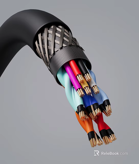 High Quality Colorful Braided Cables with Assorted Colors Durable Sheath Flexible Design for Devices 3d model 